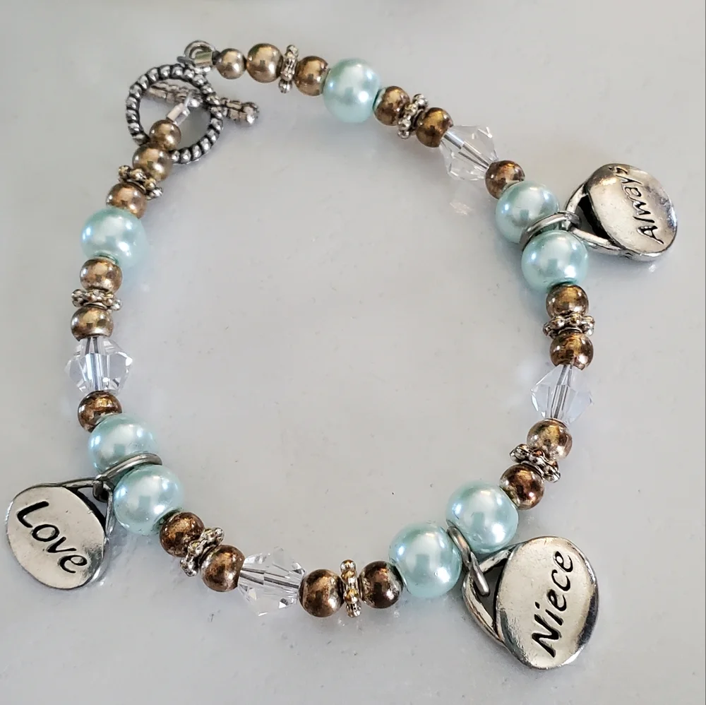 Love Always Niece Silver Crystal Beaded Bracelet SJC